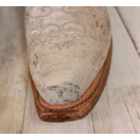 Lucchese Size 7 B Suede Gold Stone Python Print Boots Western Cowboy Snip Toe - Picture 13 of 16